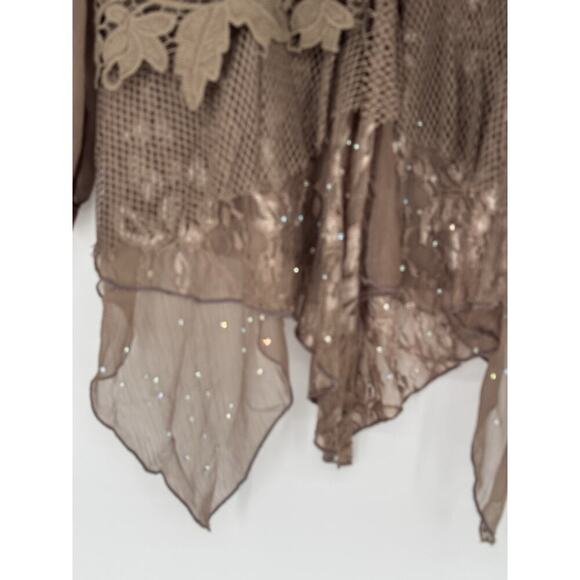 NWT Pretty Angel Blouse Jacket Womens M Lace Rhinestone Embroidery Gypsy Fairy - Picture 5 of 13